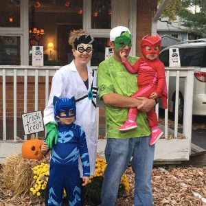 Erin Oxender with family on halloween.